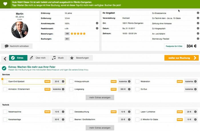 Zusatzleistungen Frontend