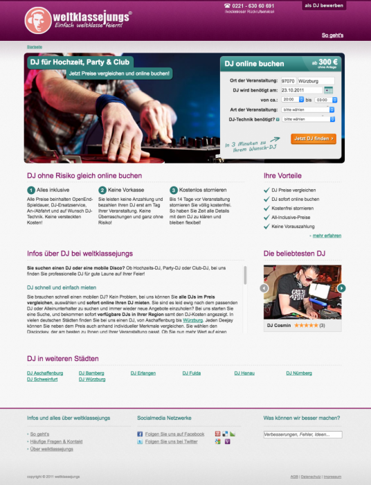 evely.com im Design von 2011