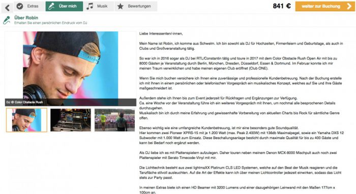 Profiltext und Bilder Robin