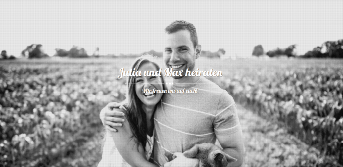 Beispiel einer Hochzeitswebseite auf WeddyBird